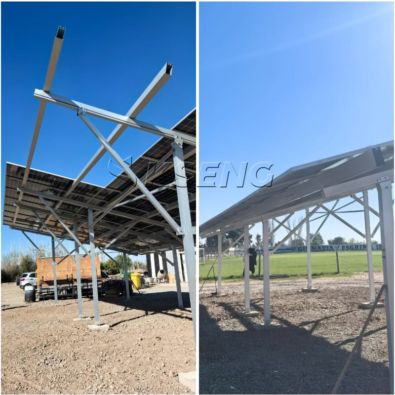 Kseng AL6005-T5 Aluminum Solar Carport for Four Cars Estructura de marquesina solar de aluminio Kseng AL6005-T5 para estacionamiento de cuatro autos en Argentina