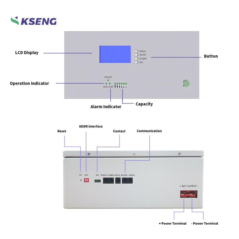 Batería de litio de Kseng Smart BMS Powerwall para el hogar, almacenamiento de energía, 48V, 100Ah, 5Kwh, para Sistema Solar