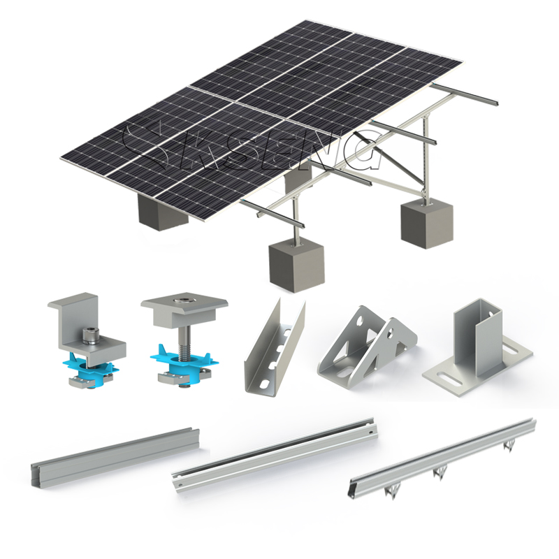 Kit de bastidor de montaje en tierra para paneles solares de acero al carbono
