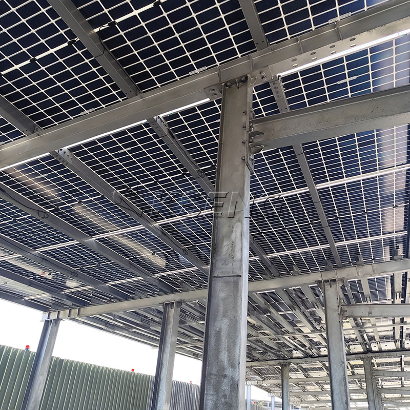 Cochera solar de acero al carbono galvanizado Kseng - Sistema de marquesina de estacionamiento solar duradero