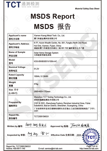 KSS-05KBG051V100A-AC Hoja de datos de seguridad (MSDS)