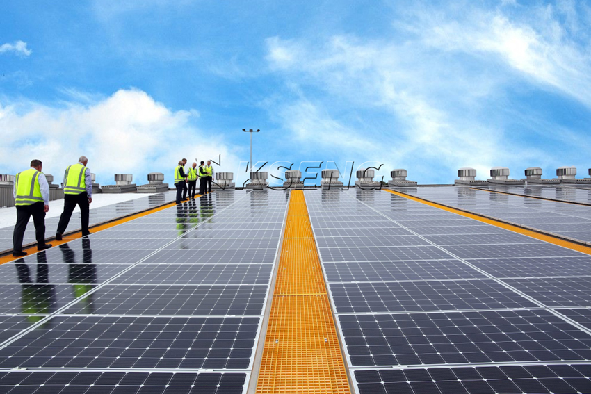 Pasarela de FRP de tama&ntilde;o personalizado que ralla la soluci&oacute;n de pasarela de metal solar en la azotea