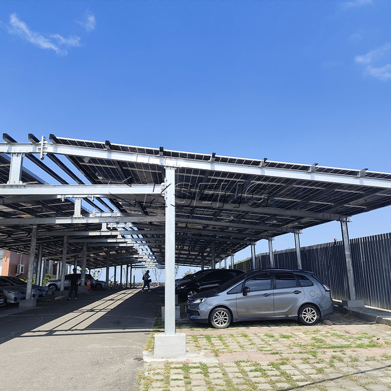 Cochera solar de acero al carbono galvanizado Kseng - Sistema de marquesina de estacionamiento solar duradero