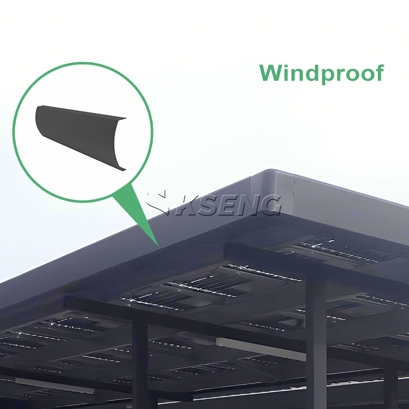 Estructura de cochera solar a prueba de viento