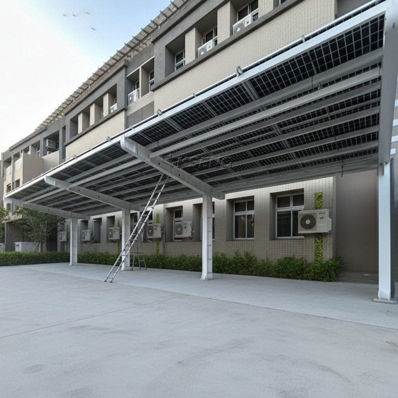 Estacionamiento solar comercial con cochera en voladizo individual