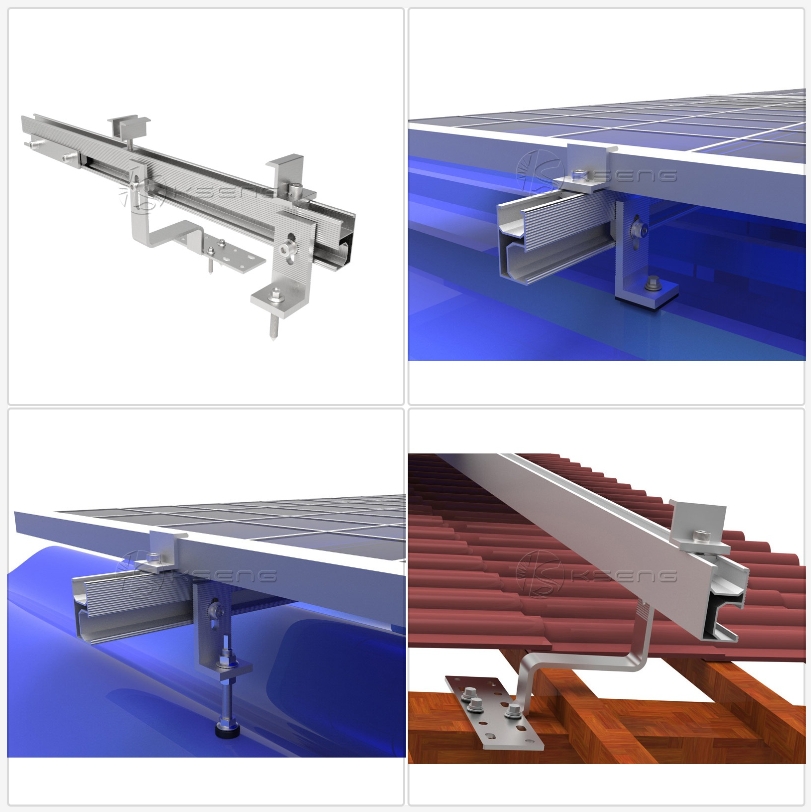 Rieles de montaje de paneles solares negros de aluminio de venta caliente