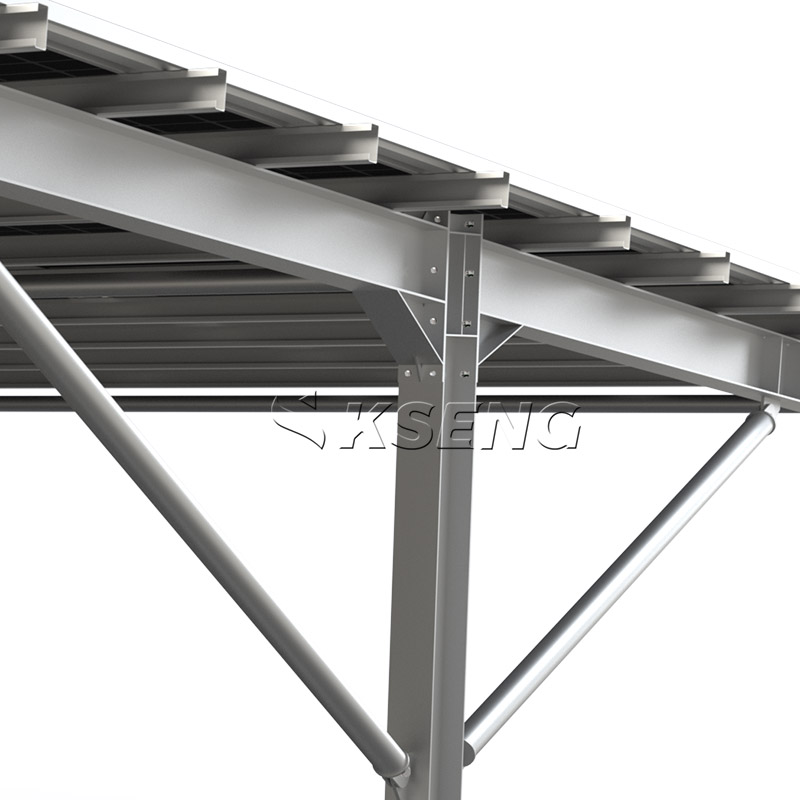 Estructura de cochera solar T de acero al carbono resistente al agua comercial grande