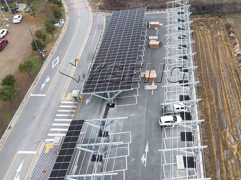 Proyecto de cochera solar de acero al carbono tipo H de 300 kW en Gyeonggi-do, Corea del Sur