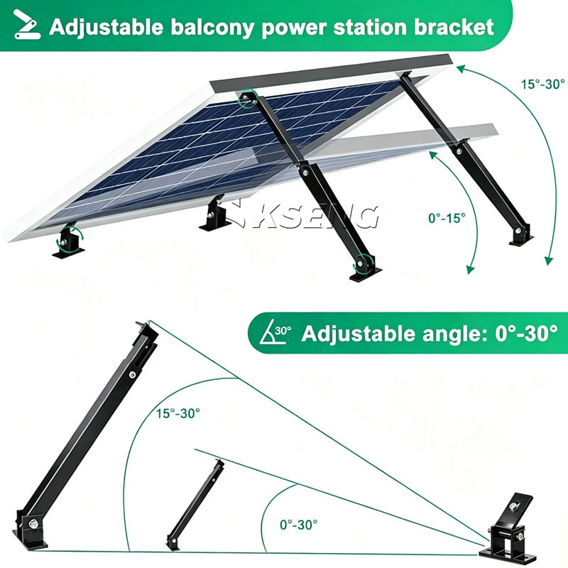 Soportes solares de aluminio KSENG Soporte de pata trasera delantera ajustable (rango de &aacute;ngulo de 10-15&deg;, 15-30&deg;, 30-60&deg;)