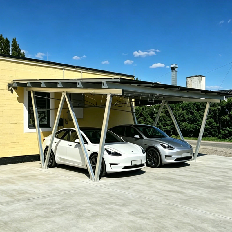Estudio de caso de soporte de cochera solar de aluminio tipo W resistente al agua Kseng de 6 kW: proyecto para 2 coches en Austria