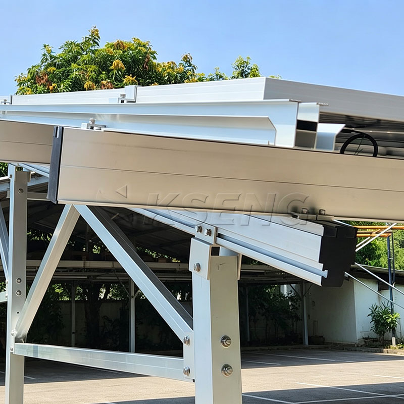 Sistema de montaje de marquesina solar de aluminio con refuerzo diagonal reforzado