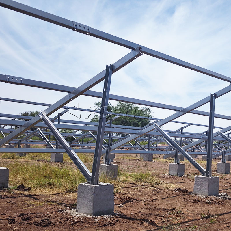 Sistema solar de montaje en tierra de acero al carbono, magnesio, aluminio y zinc para cimientos de hormig&oacute;n