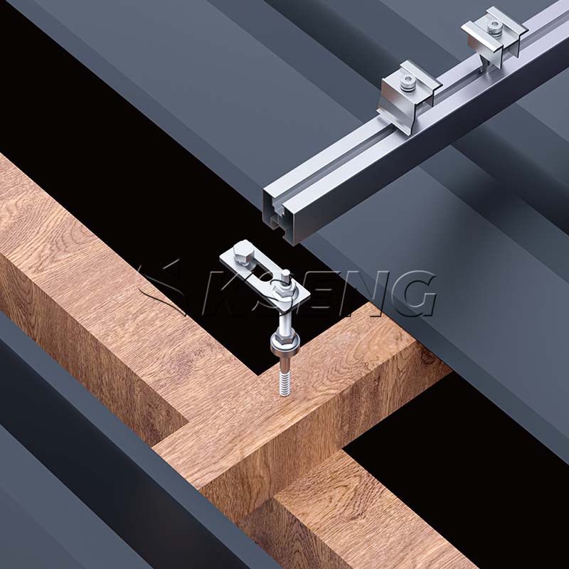 Sistema de montaje Solsr con perno colgante Kseng para techo de metal