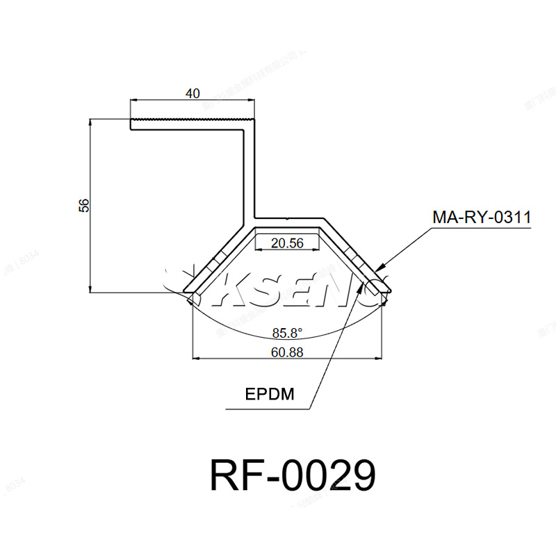 Dibujo acotado de la abrazadera solar para techo de metal trapezoidal tipo taladro Kseng