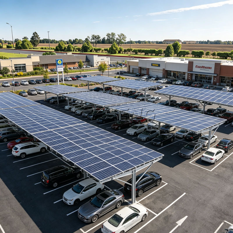 Estructura de cochera solar T de acero al carbono resistente al agua comercial grande