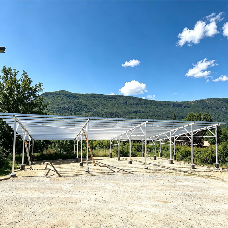 Sistema de montaje de marquesina solar de aluminio con refuerzo diagonal reforzado