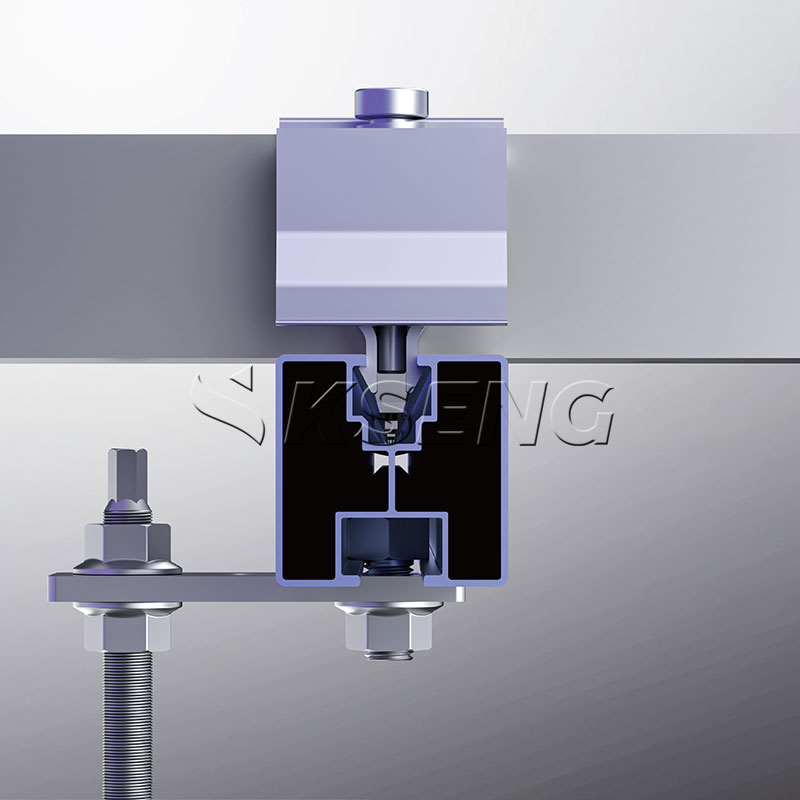 Sistema de montaje Solsr con perno colgante Kseng para techo de metal